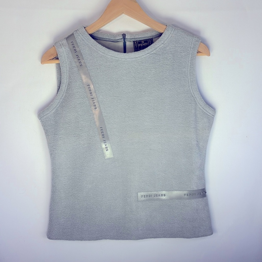 Fendi Fleecy Vest, Vintage FENDI JEANS logo Layering Piece